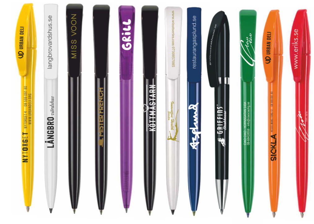 Nå ditt marknadsföringsmål genom snygga pennor. Pennor med tryck